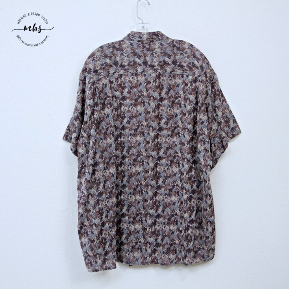 Jhane Barnes Abstract Pattern Button Cotton Short… - image 2